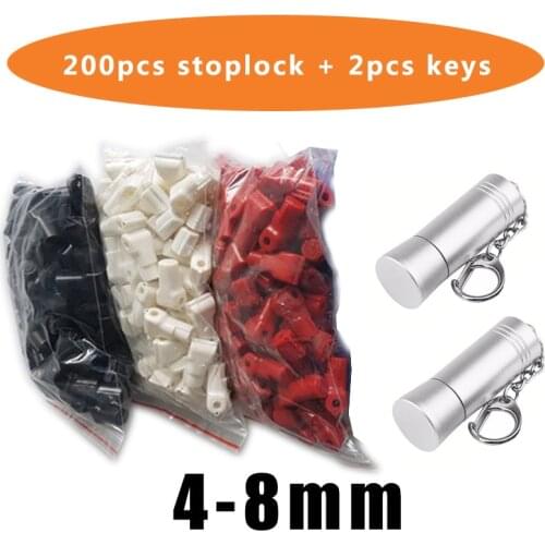 202pcs(200+2) Wholesales plastic EAS Security Stop Lock Retail Shop Display Hook Anti Theft Stoplock+ Magnetic Key Detacher