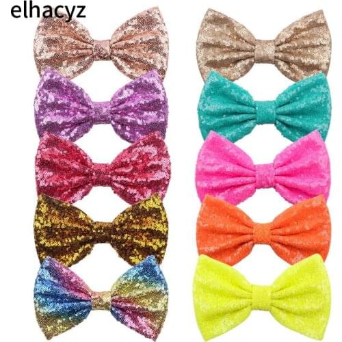 25pcs/lot 7" Super Big Messy Sequin Bows For Headband 54 Colors Hair Bow With/Without Hair Clips Hair Band Hair Accessories