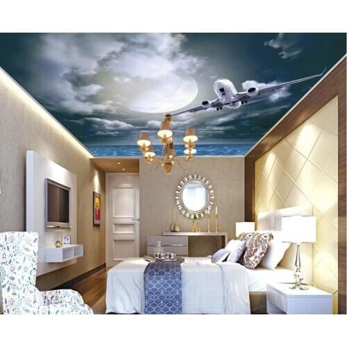 3d room wallpaper Night Sky Crescent Star Living Room Bedroom Zenith Ceiling wallpaper modern Home Decoration