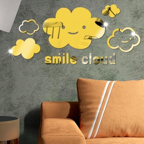 3D Smiling Cloud Art Mirror Acrylic Wall Sticker Self-sticking Removable Decal Home Living Room Kids Bedroom Wall Stickers Decor