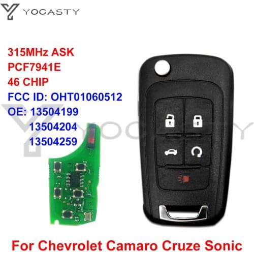 YOCASTY 5 Button Flip Remote Car Key For Chevrolet Buick Encore Camaro Cruze Equinox LaCrosse PCF7941 chip OHT01060512 315Mhz