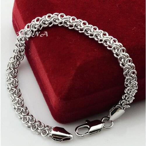 5mm Mens Jewelry Womens Rose Yellow White Gold Color Bracelet Chain 18cm 20cm 22cm Fashion(no red box)