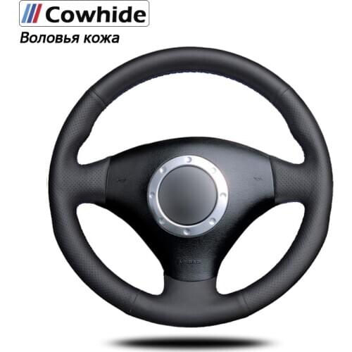 Handsewing Black Genuine Leather Steering Wheel Covers For Audi TT 1999- 2004 2005 A3 3-Spoke 2000 2001 2002 2003