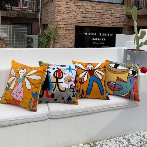 Art abstract embroidered Decorative throw Pillows case Cotton Cushion Cover Creative decoration for home Sofa Car covers 45X45cm
