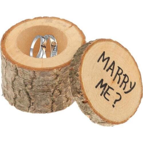 6X5.2cm Wooden Ring Box Printed Pine Wood Piece Wedding Gift Celebration Holiday Party DIY Wooden Crafts