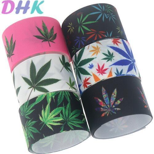 DHK 1.5'' 10yards leaf flower Printed Grosgrain Ribbon Accessory Hairbow Headwear Decoration DIY Wholesale 38mm B1877