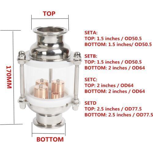 304 Stainless Steel and copper bubble Distillation column with 1 sections for distiller Glass column
