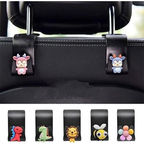 Car Seat Back Cartoon Mini Hook Creative Cute Car Sticky Multifunctional Hook Car Seat Rear Cartoon Hangers Storage Hooks Clips