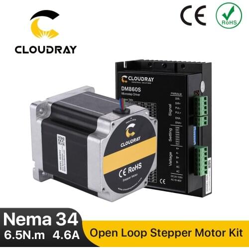 Cloudray Nema 34 Open Loop Stepper Motor Driver Kit 6.5N.m 4.6A DM860S 2.4A-7.2A for 3D printer CNC Engraving Milling Machine