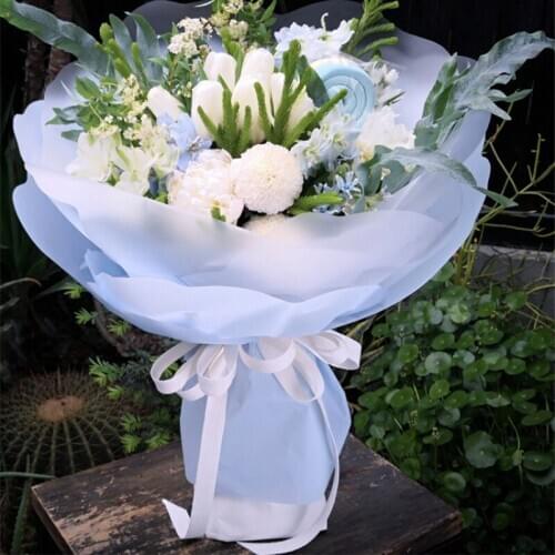 Double Flower Petals Shape Flower Packaging Paper Matte Transparent Packaging Material Paper Bouquet Florist Supplies