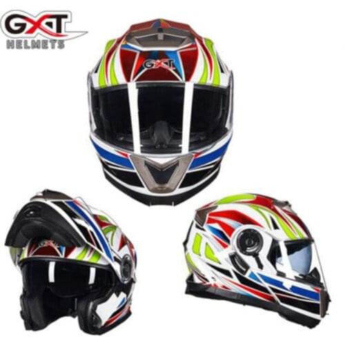 Knight protection GXT Double lens Flip Up Motorcycle Safety Helmet Open Face Motorbike Helmets made of ABS with PC Visor lens