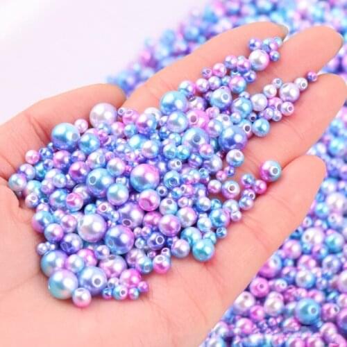 3/4/5/6/8mm Gradient Round Pearl With Hole Handmade DIY necklace bracelet Imitation pearl jewelry Craft Garments accessories