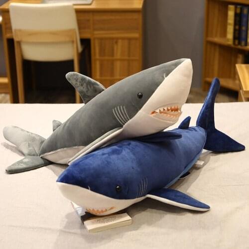 1pc 60/90CM Simulation Shark Plush Toy Soft Stuffed Ocean Animal Doll Room Sleep Pillow For Children Boys Birthday Xmas Gifts