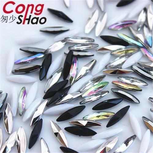 Cong Shao 500PCS 3*11mm Colorful Pointback Horse Eye stones and crystal Acrylic Rhinestones trim DIY Costume Accessories CS238