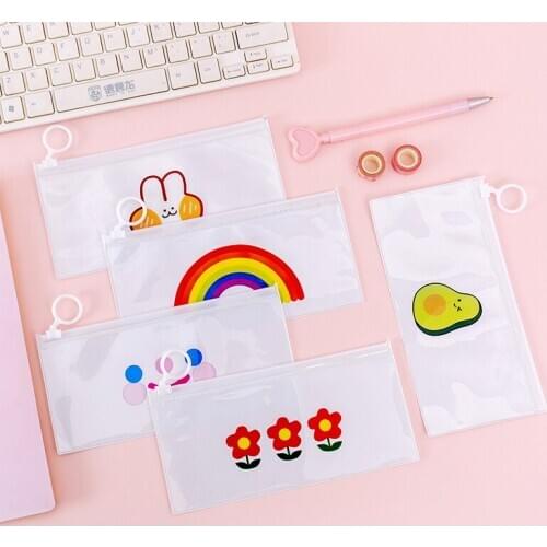 Kawaii Rainbow School Pencil Cases Pen Bags Cute Avocado Pencil Box Pen Case For Kids Gift Korean Stationery Office Supplies