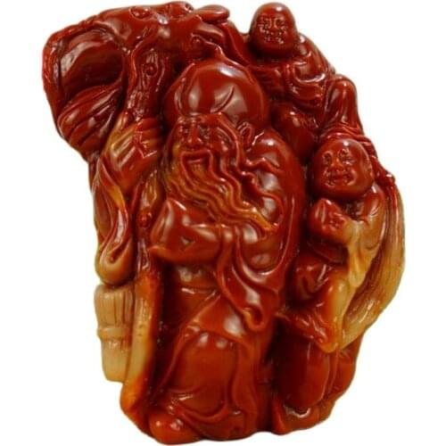 Chinese Shoushan stone carving decoration of the old Statue of the longevous