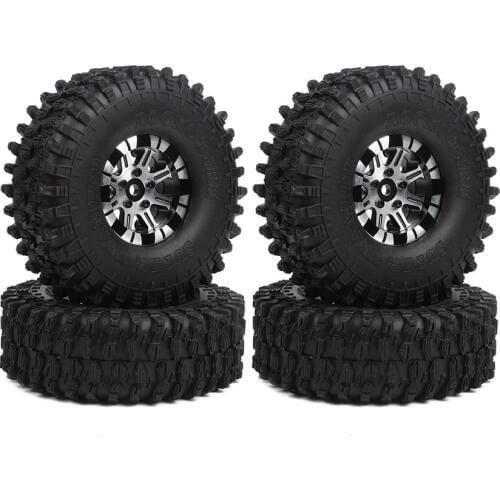 4PCS 1:10 Rock Crawler Car 120MM Tires 1.9 Inch Aluminum Alloy Beadlock Wheels Rim for 1/10 Buggy Truck TRX4 Axial SCX10 D90