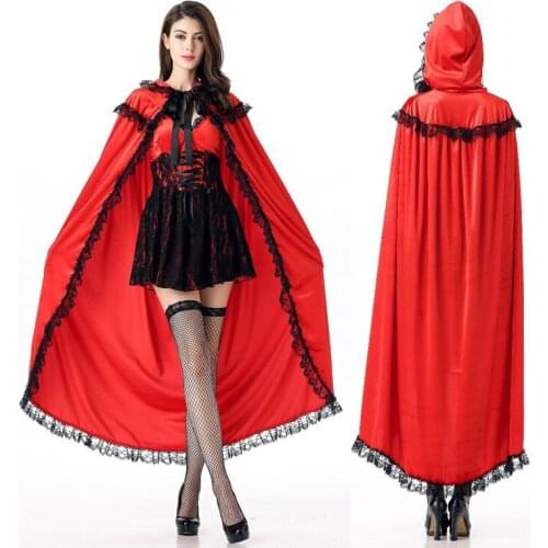 Halloween Costume Little Red Riding Hood Costume Adult Female Character Playing Vampire Princess Long Skirt Tippet Cloak