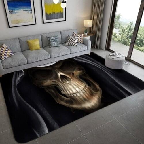Nordic Skull Pattern Carpet Soft Flannel Home Large Carpets For Living Room Bedroom Coffee Printed Area Mat Rug 3D Rugs Table