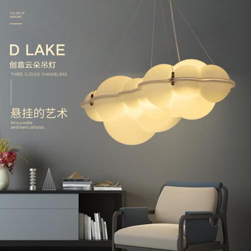 Nordic Creative Modern White Cloud Chandelier Childrens Living Room Bedroom Lamp Villa Hotel Engineering Lighting Fixture