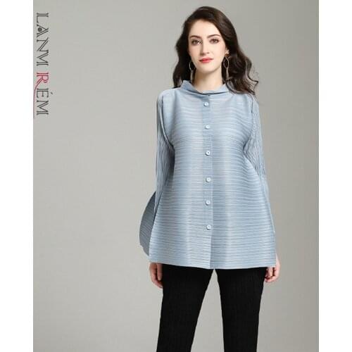 LANMREM Stand-up Collar Blouses