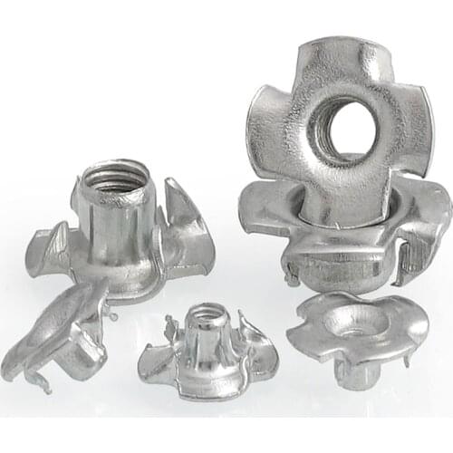 M3 M4 M5 M6 M8 M10 M12 Four Claws Nut Speaker Nut T-nut Blind Pronged Insert Tee Nut for Wood Furniture Hardware