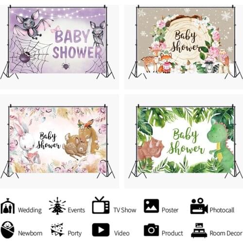 Cute Forest Animals Baby Shower Backdrops Photos Background Decor for Kids Birthday Portrait Photography Photocall Studio Props