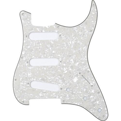 Musiclily SSS 11 Hole Strat Guitar Pickguard for Fender USA/Mexican Made Standard Stratocaster Style, 4Ply Parchment Pearl
