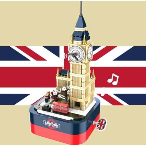 London Big Ben Christmas Valentines Day Rotating music box Model Building Blocks Bricks toys Girls birthday Gifts