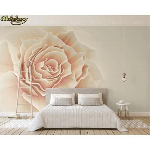 Beibehang Custom wall paper mural simple relief rose flower nordic 3d stereo TV background wall papel de parede 3d wallpaper