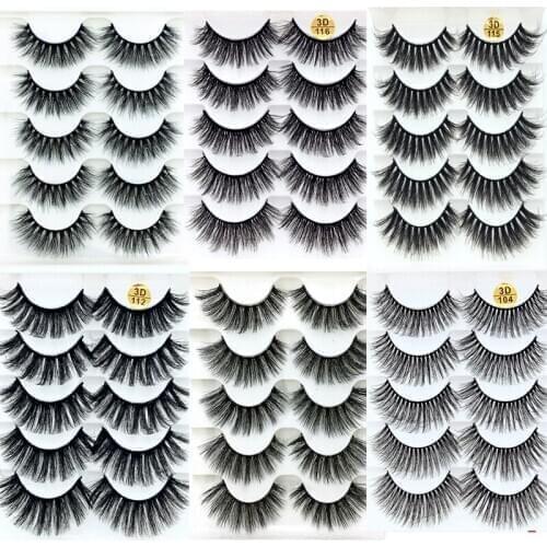 NEW 5 pairs 3D mink lashes false eyelashes natural makeup eyelash extension cross volume soft fake eye lashes winged faux cils