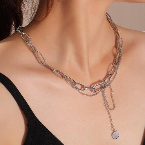 New Arrival Metal Link Chain Necklaces Women Hiphop/Rock Geometric Alloy Set Auger White Gold Chains Necklaces Jewelry for Girls