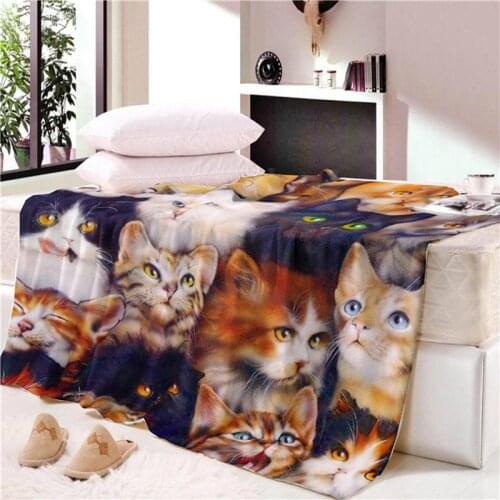 Nap Blanket Super Soft Cartoon Cute Cat Velvet Plush Thin For Kids Adults Autumn Bedspreads On Bed Beach Towel Travel CB71