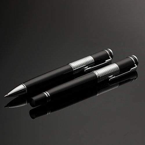 Wholesale price 2pcs black metal Ballpoint pen / Roller ball pen school Office stationery classic Writing ball Pens Gift