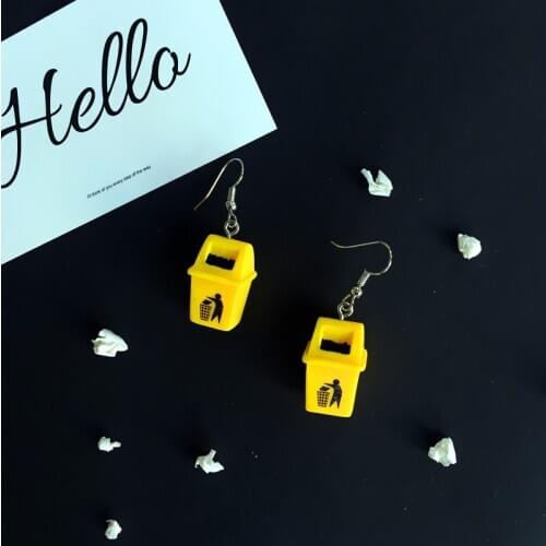 Wholesale creative cool dangle earrings for girl trash can boba tiny fashion jewelry korean drop statement earrings female gifts