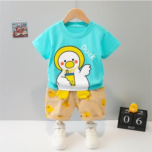 0-5 Years Summer Girl Clothing Set 2021 New Casual Fashion Cartoon Active T-Shirt+ Pant Kid Children Baby Toddler
