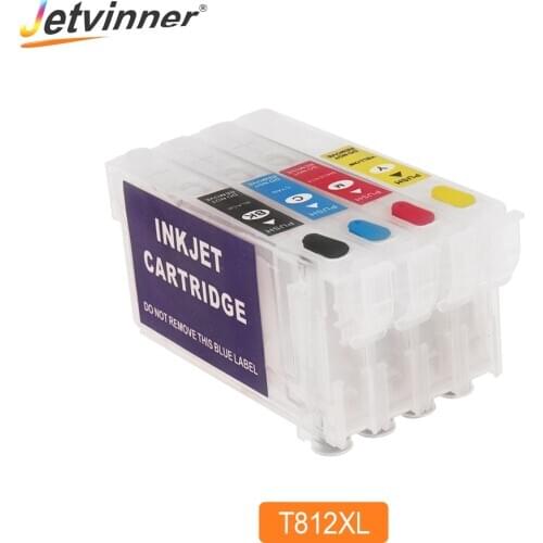 Jetvinner T812 T812XL 812XL Refillable Ink Cartridge Without Chip For Epson WorkForce WF-7820 WF-7840 EC-7000 Printers