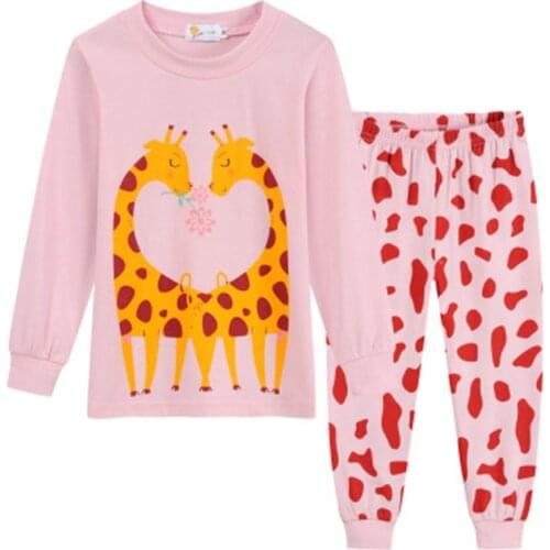 Giraffe Kids Cotton Sleepwear Pajamas For Girls Boys Nightwear Winter Pyjamas Set Baby Clothes Pijamas Suit 2-8T Homewear