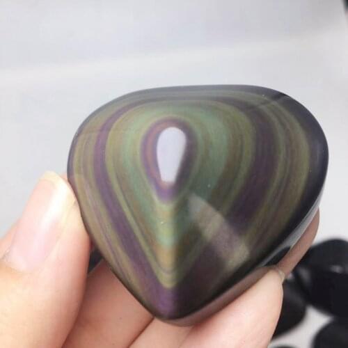 Natural Rainbow Obsidian Cat Eyes Quartz Crystal Heart Stones Healing Quartz Crystals And Minerals Specimen Decor Gift