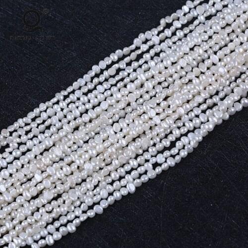 Factory Cheap Price 3mm White Freshwater Baroque Pearl loose Strand