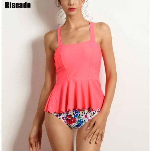 Riseado Ruffle Bikini Womens Swimsuits Floral Print Swimwear Women 2021 Two Piece Tankinis Sexy Bikini Set Summer Bathing Suits
