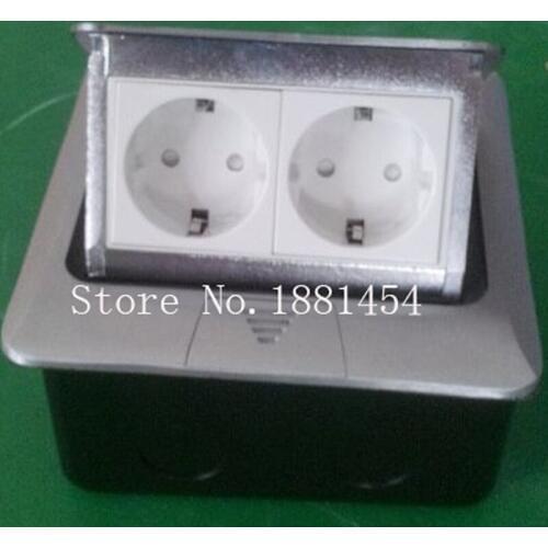 Silver aluminum pop up floor socket 2EU power for Russian and European country free shipping