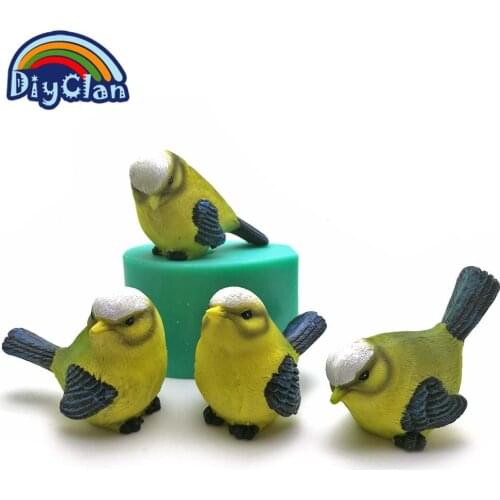 4 Style DIY Silicone Bird Molds For Cake Decoration 3D Simulation Cuckoo Soap Form Salt Sculpture Sculpture Chocolate Sparrow