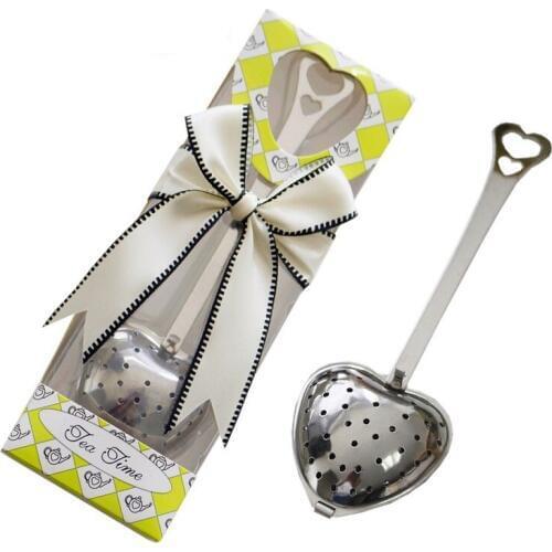 100pcs Stainless steel Heart Shape Tea Infuser Strainer Filter Spoon Wedding Party Gift Favor WB85
