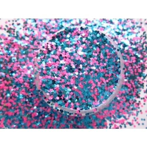 Mixed Neon Pink and Blue Colors Hexagon Shapes Solvent Resistant Glitter for Gel Nail Art and Nail Polish G541