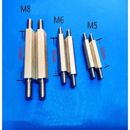 Stainless steel hexagonal column double-head connection bolt external thread screw