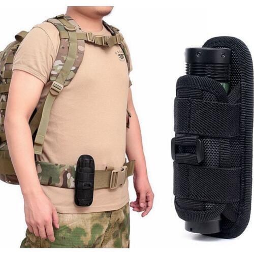 Tactical Outdoor Flashlight Pouch Portable 360 Degrees Rotatable Clip Pouch Hunting Torch Nylon Holster For Belt Molle Bag