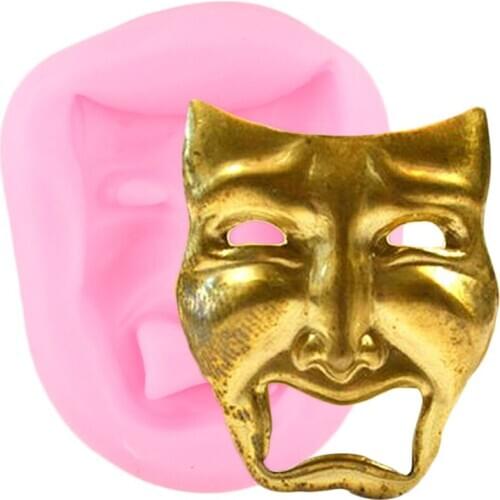 Tragedy Face Mask Silicone Mold DIY Party Fondant Cake Decorating Tools Cupcake Baking Candy Clay Chocolate Gumpaste Moulds