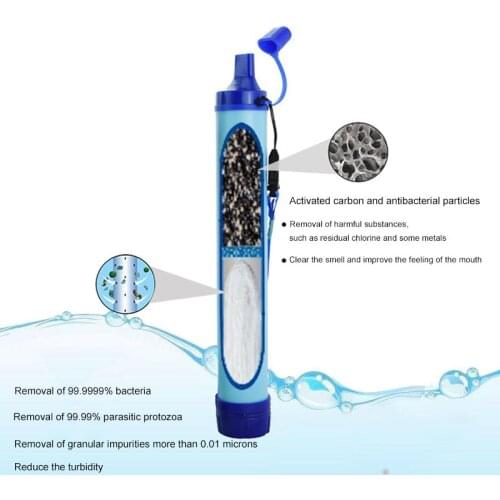 Outdoor Water Purifier Bottles Camping Hiking Emergency Life Survival Portable Purifier Water Filter SCIE999
