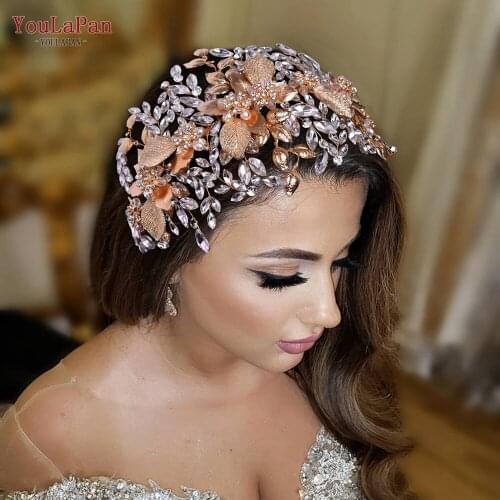 YouLaPan HP391 Luxury Bridal Hair Tiara Crown Alloy Leaf Hairbands Rhinestone Headpiece Wedding Hair Accessories Women Jewelry
